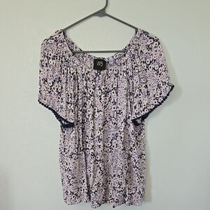 Anthropologie W5 Purple Floral Top Size Medium
